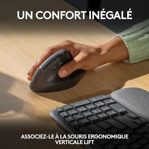 Logitech Wave Keys Clavier sans fil ergonomique AZERTY - vue 9