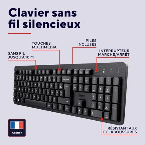 Trust Ody II Clavier sans fil silencieux US - vue 3