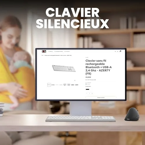 TNB Classy+ Clavier sans fil rechargeable Bluetooth USB-C AZERTY Gris - vue 4