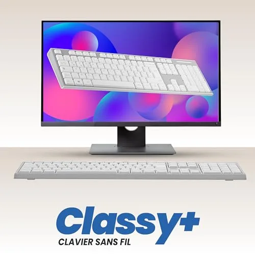 TNB Classy+ Clavier sans fil rechargeable Bluetooth USB-C AZERTY Gris - vue 8