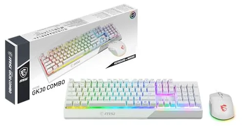MSI Vigor GK30 Combo White FR Clavier Méca-Membrane AZERTY RGB Blanc