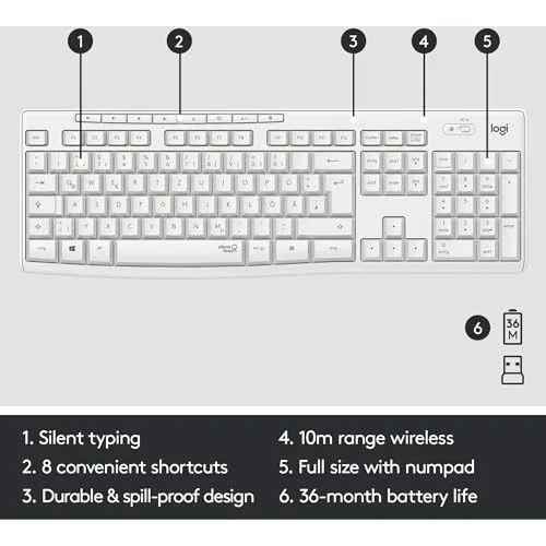 Logitech MK295 Silent Combo Clavier et Souris Sans Fil AZERTY - vue 2