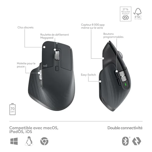 Logitech MX Keys S Graphite QWERTZ sans fil - vue 8