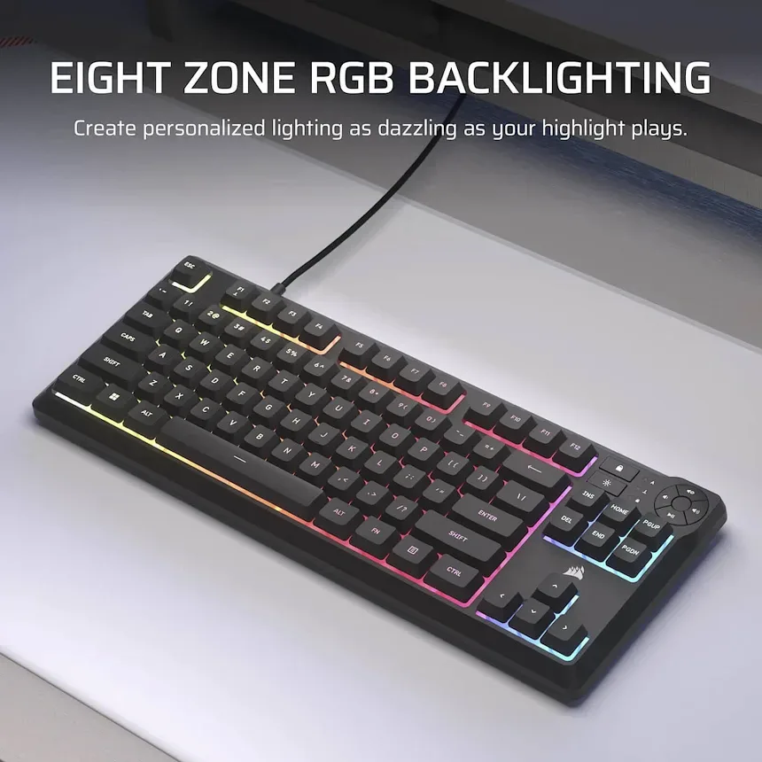 Corsair K55 Core TKL RGB Noir - vue 3