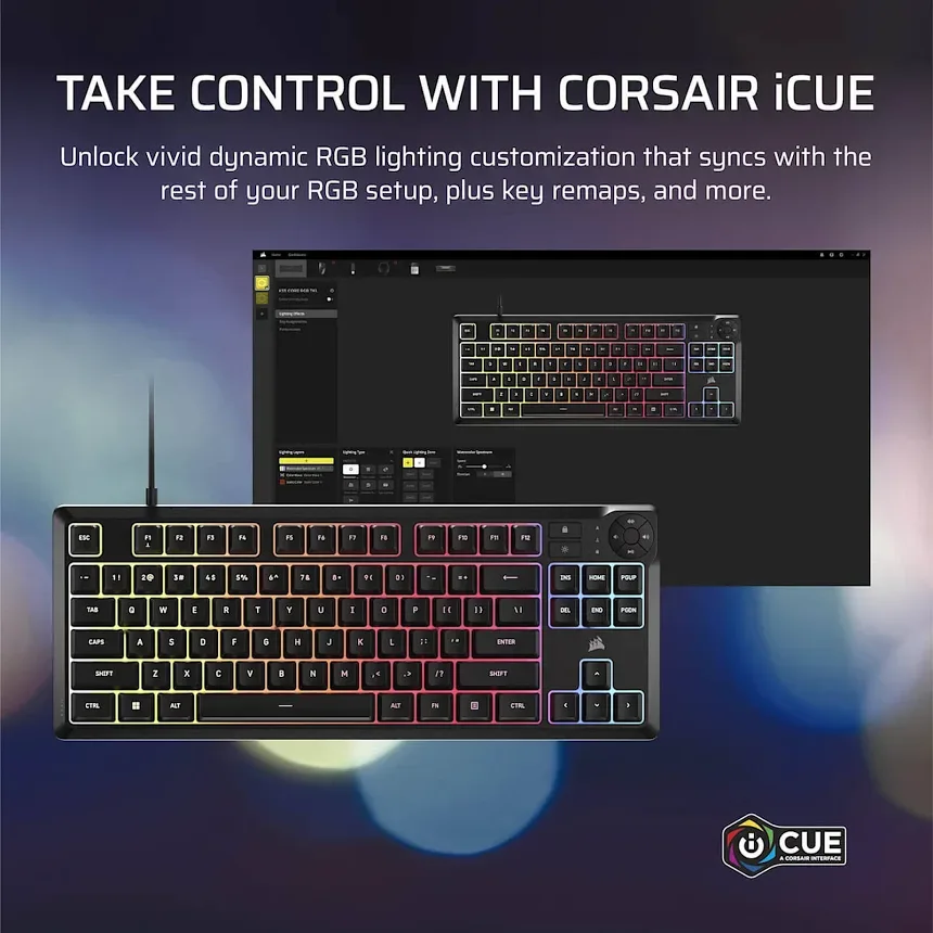 Corsair K55 Core TKL RGB Noir - vue 4