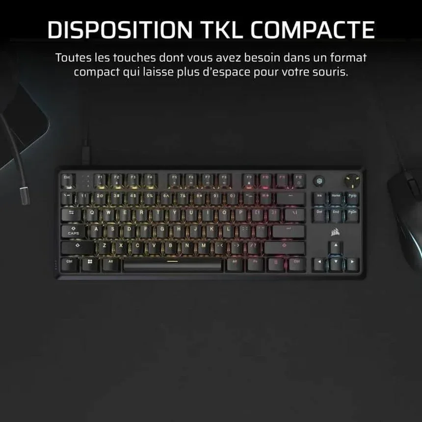 Corsair K70 CORE TKL Noir - vue 4