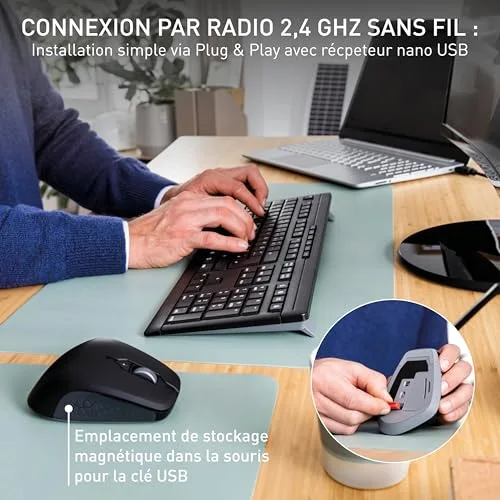 Cherry Stream Desktop Comfort Ensemble clavier et souris sans fil 2,4 GHz AZERTY Noir - vue 3