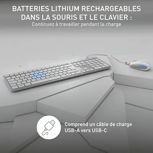 Cherry DW 9100 SLIM Ensemble clavier et souris sans fil AZERTY rechargeable - vue 3