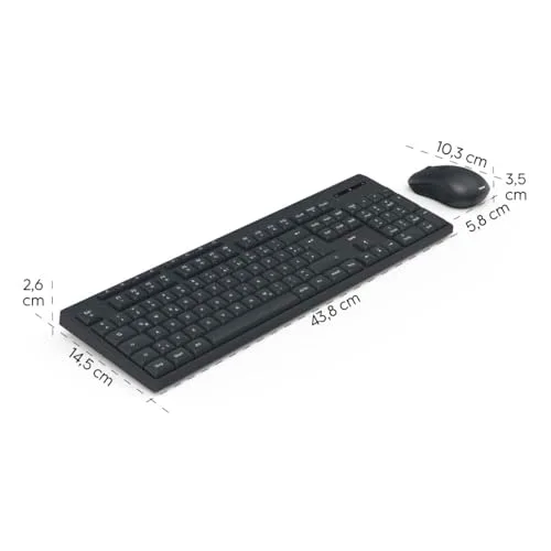 Hama WKM-100 Ensemble clavier et souris sans fil 2,4 GHz Noir Membrane - vue 6