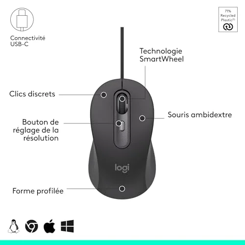 Logitech Signature Slim Wired Combo MK620 for Business AZERTY USB-C - vue 8