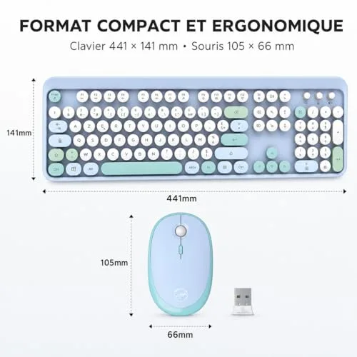 Mobility Lab Pure Color Combo Bleu Clavier Souris Sans Fil - vue 4
