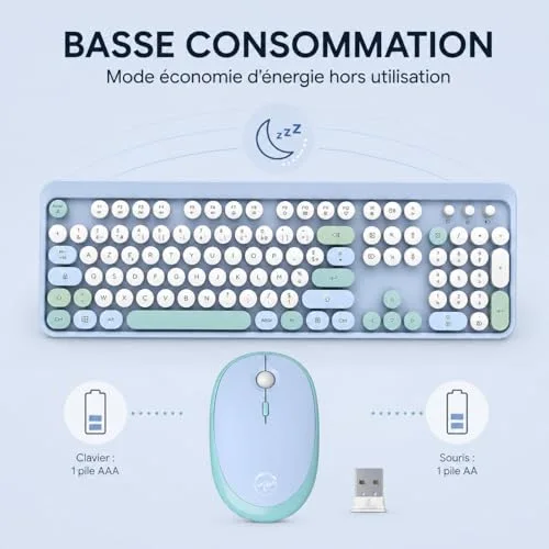 Mobility Lab Pure Color Combo Bleu Clavier Souris Sans Fil - vue 5
