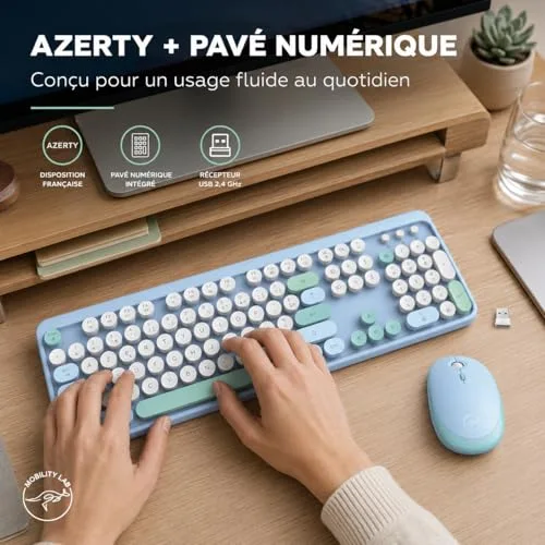 Mobility Lab Pure Color Combo Bleu Clavier Souris Sans Fil - vue 6