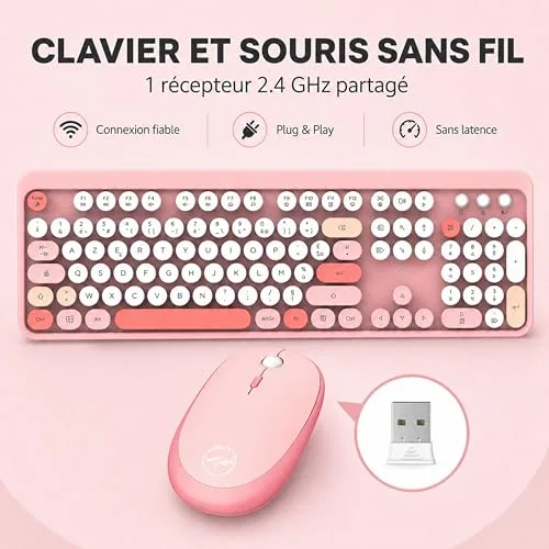 Mobility Lab Pure Color Combo Rose AZERTY Sans Fil Pavé Numérique - vue 3