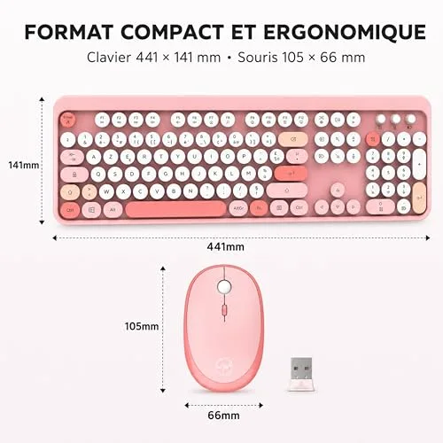 Mobility Lab Pure Color Combo Rose AZERTY Sans Fil Pavé Numérique - vue 6