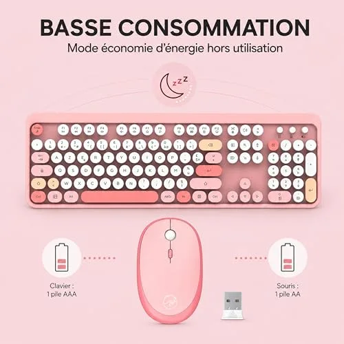 Mobility Lab Pure Color Combo Rose AZERTY Sans Fil Pavé Numérique - vue 7