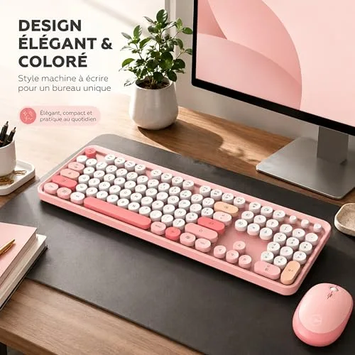 Mobility Lab Pure Color Combo Rose AZERTY Sans Fil Pavé Numérique - vue 9