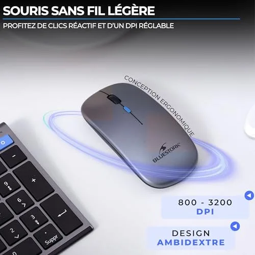 Bluestork Pack Easy Slim Clavier Souris Sans Fil AZERTY Silencieux - vue 7