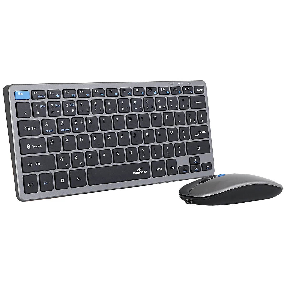 Bluestork Pack-WL-Mini-V2 FR Clavier Souris Sans Fil Bluetooth & Dongle