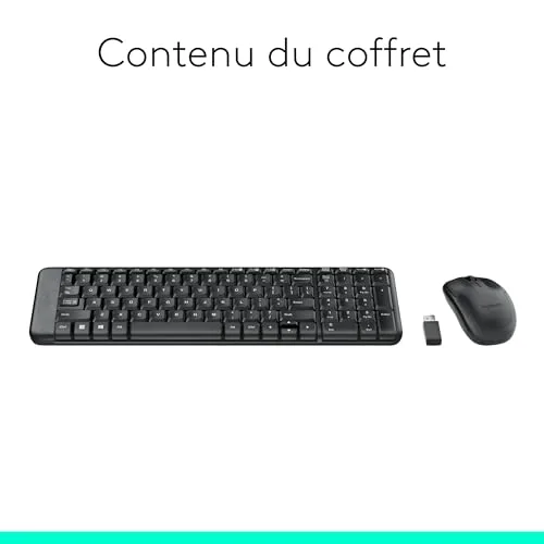 Logitech MK220 Ensemble Clavier Souris Sans Fil AZERTY Noir - vue 9