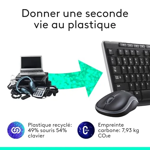Logitech MK270 Ensemble Clavier Souris Sans Fil AZERTY Noir - vue 5