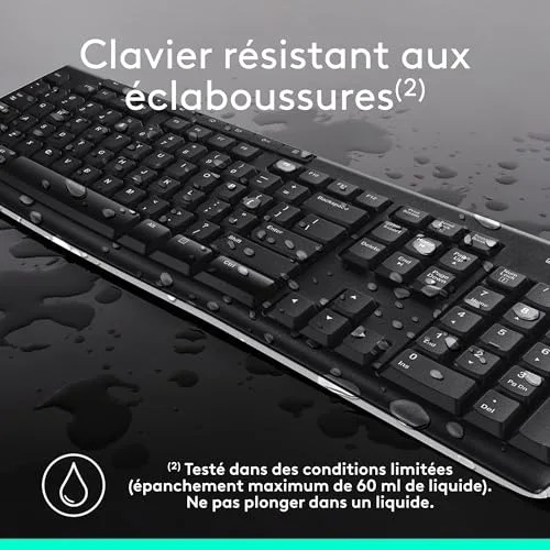 Logitech MK270 Ensemble Clavier Souris Sans Fil AZERTY Noir - vue 6