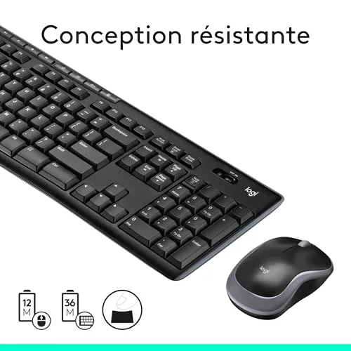 Logitech MK270 Ensemble Clavier Souris Sans Fil AZERTY Noir - vue 7