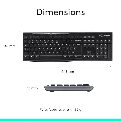 Logitech MK270 Ensemble Clavier Souris Sans Fil AZERTY Noir - vue 9