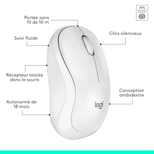 Logitech MK295 Silent Ensemble Clavier Souris Sans Fil AZERTY - vue 9