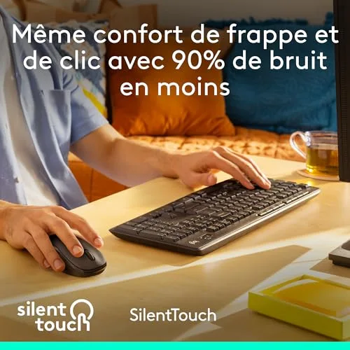 Logitech MK295 Silent Ensemble Clavier Souris Sans Fil AZERTY - vue 2