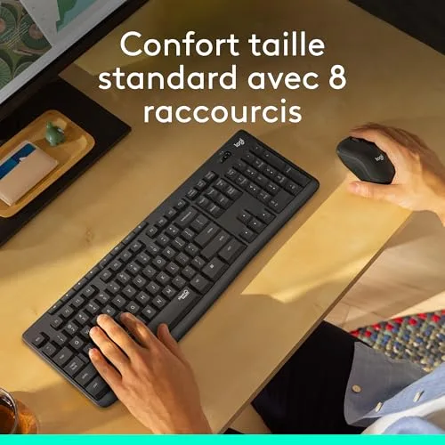 Logitech MK295 Silent Ensemble Clavier Souris Sans Fil AZERTY - vue 3