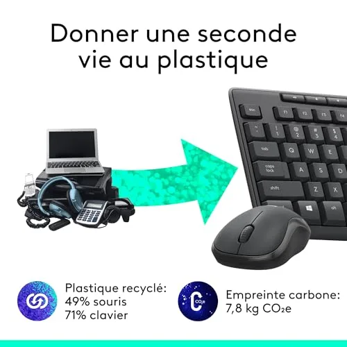 Logitech MK295 Silent Ensemble Clavier Souris Sans Fil AZERTY - vue 5