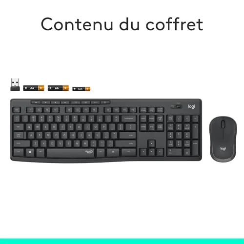 Logitech MK295 Silent Ensemble Clavier Souris Sans Fil AZERTY - vue 9
