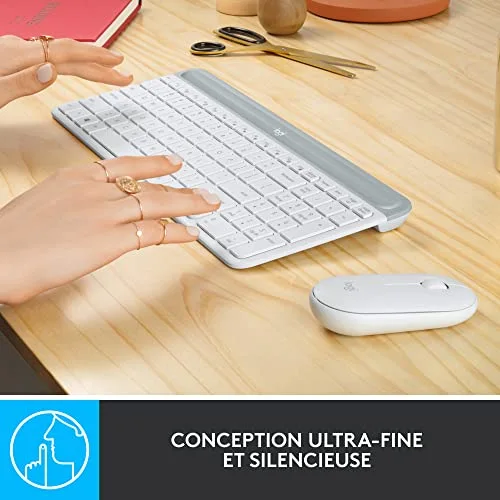 Logitech MK470 Slim Combo AZERTY Blanc Sans Fil Silencieux - vue 3