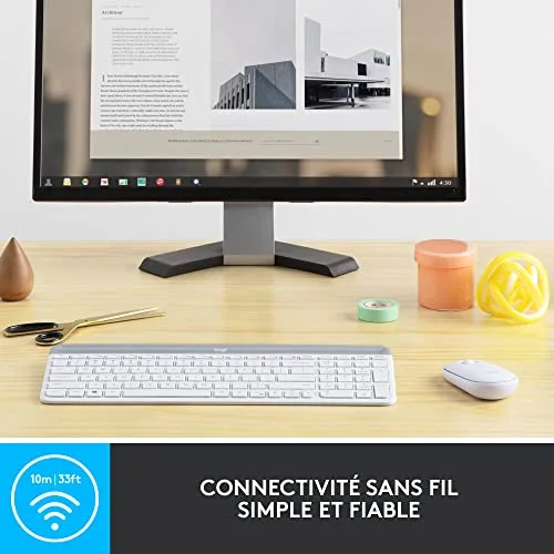 Logitech MK470 Slim Combo AZERTY Blanc Sans Fil Silencieux - vue 4