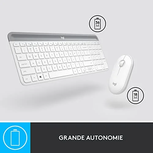 Logitech MK470 Slim Combo AZERTY Blanc Sans Fil Silencieux - vue 5