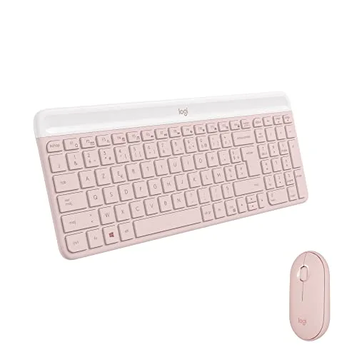 Logitech MK470 Slim Combo Rose AZERTY Silencieux