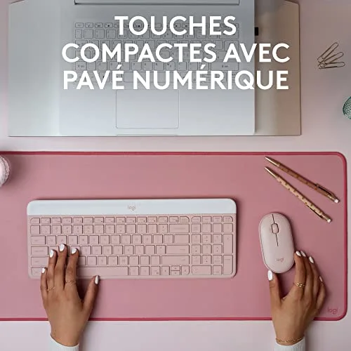 Logitech MK470 Slim Combo Rose AZERTY Silencieux - vue 2