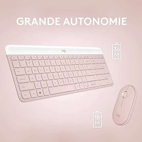 Logitech MK470 Slim Combo Rose AZERTY Silencieux - vue 6