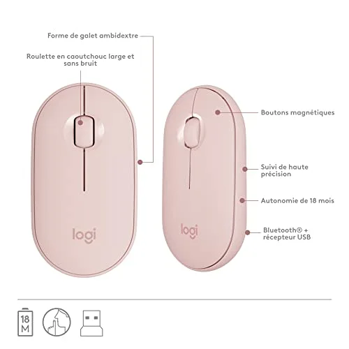 Logitech MK470 Slim Combo Rose AZERTY Silencieux - vue 8