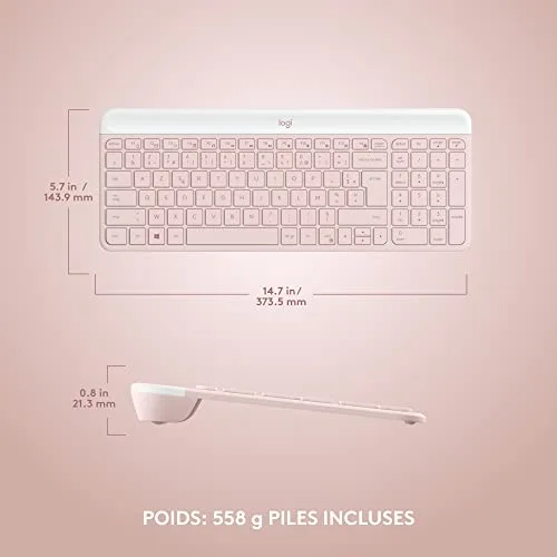 Logitech MK470 Slim Combo Rose AZERTY Silencieux - vue 9