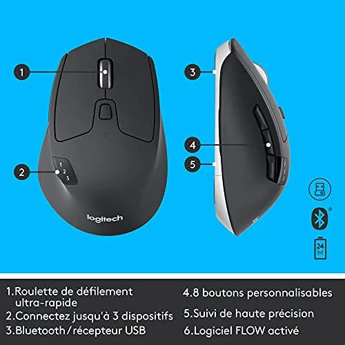 Logitech MK850 Performance Ensemble Clavier Souris Sans Fil AZERTY Noir - vue 9