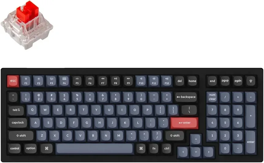 Keychron K4 Pro QMK RGB Rouge Noir - vue 1