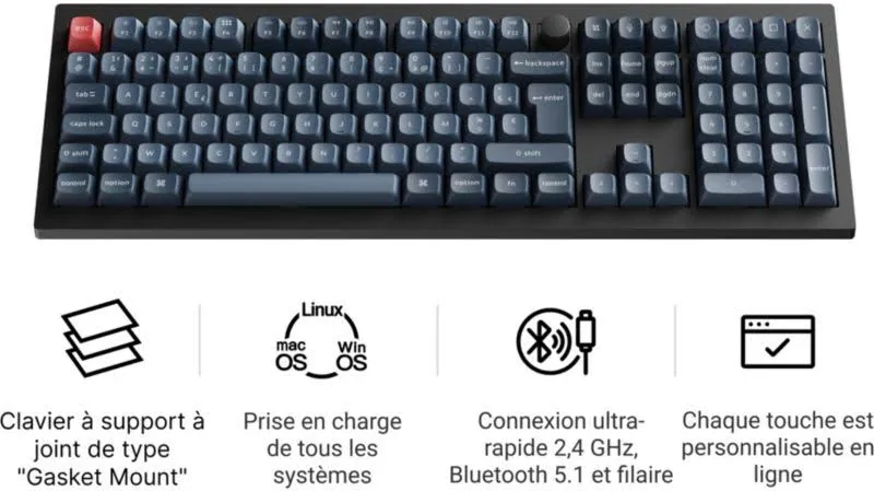 Keychron V6 Max QMK Gris - vue 1