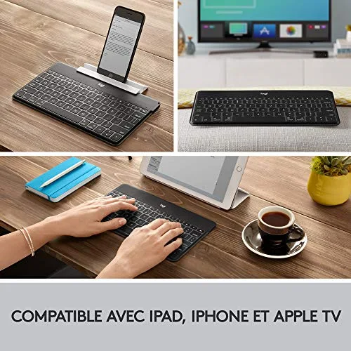 Logitech Keys-To-Go Clavier Bluetooth Ultra-Mince Noir AZERTY - vue 3