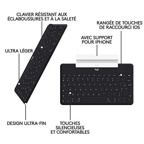 Logitech Keys-To-Go Clavier Bluetooth Ultra-Mince Noir AZERTY - vue 6