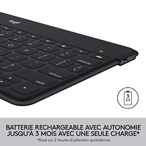 Logitech Keys-To-Go Clavier Bluetooth Ultra-Mince Noir AZERTY - vue 7