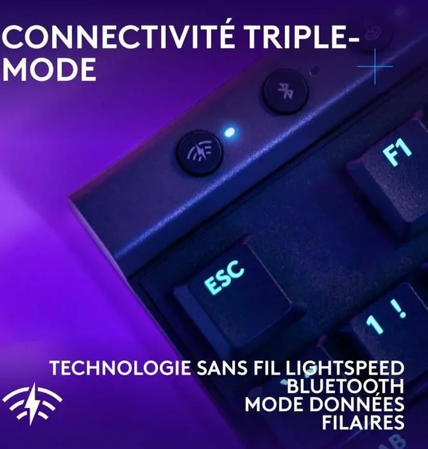 Logitech G G515 LIGHTSPEED TKL Noir - vue 3