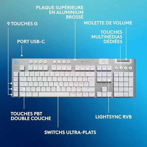 Logitech G G915 X Low-profile Blanc - vue 7