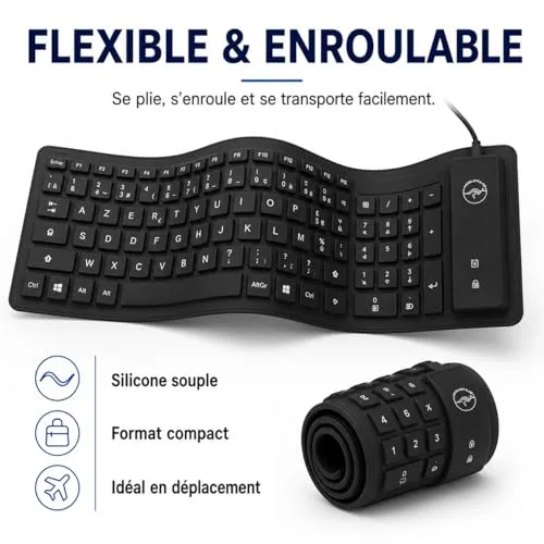 Mobility Lab ML300559 Clavier Flexible USB AZERTY Étanche - vue 2
